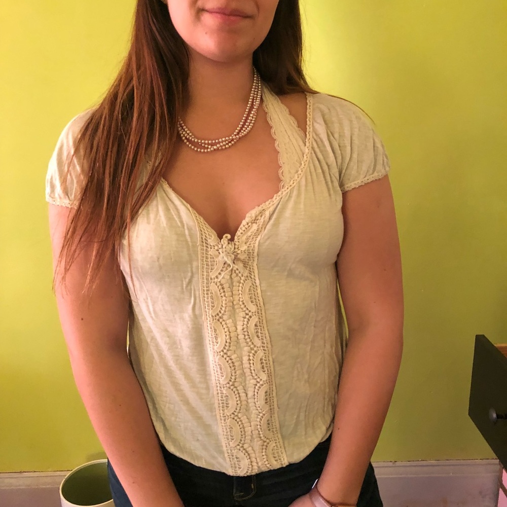 cream colored lace top